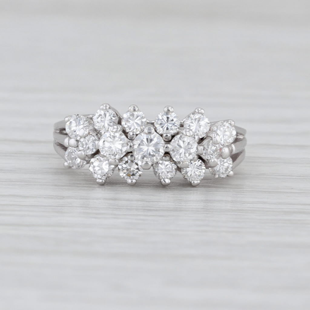 0.75ctw Diamond Cluster Ring 14k White Gold Size 4 Anniversary