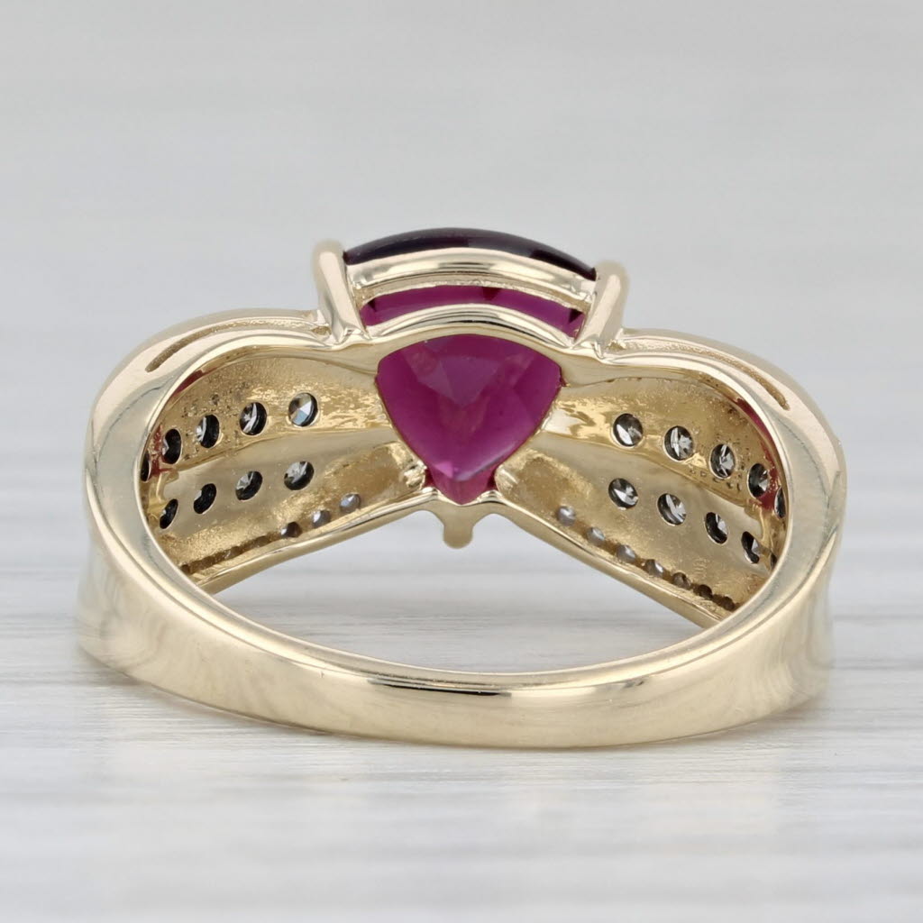 Gray 1.41ctw Rhodolite Garnet Diamond Ring 10k Yellow Gold Size 4.75