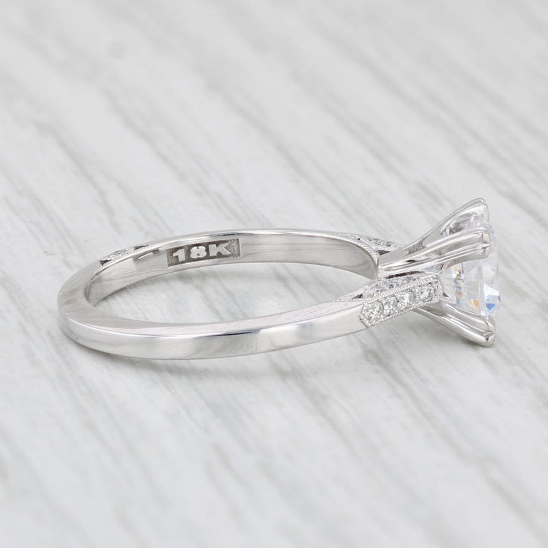 New Tacori Engagement Ring Semi Mount Diamond 18k White Gold Certificate Sz 6.5