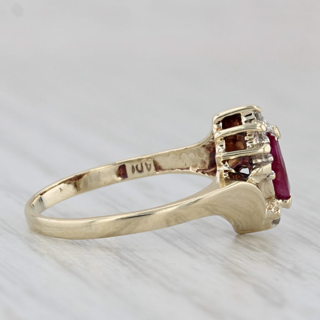 Gray 0.36ctw Marquise Ruby Diamond Bypass Ring 10k Yellow Gold Size 5