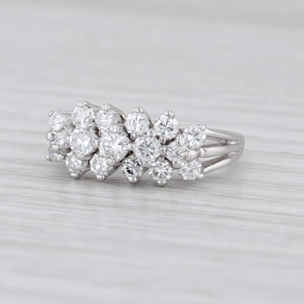0.75ctw Diamond Cluster Ring 14k White Gold Size 4 Anniversary