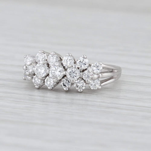 0.75ctw Diamond Cluster Ring 14k White Gold Size 4 Anniversary