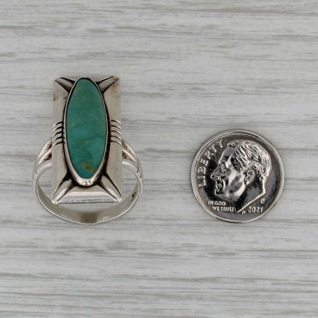 Vintage Turquoise Ring Sterling Silver Size 8 Bell Trading Native American