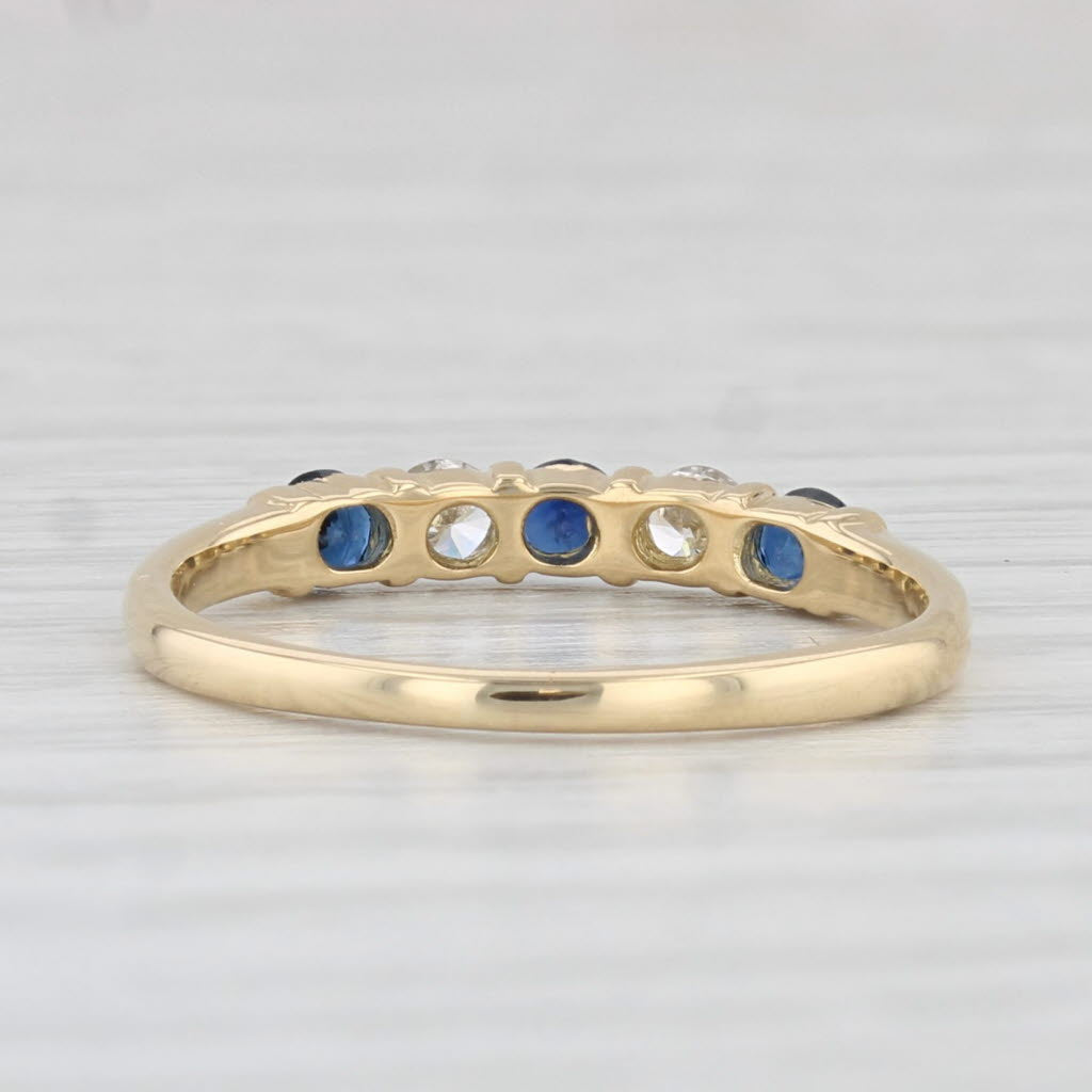 Light Gray 0.37ctw Blue Sapphire Diamond Ring 18k Yellow Gold Size 5 Stackable Wedding Band