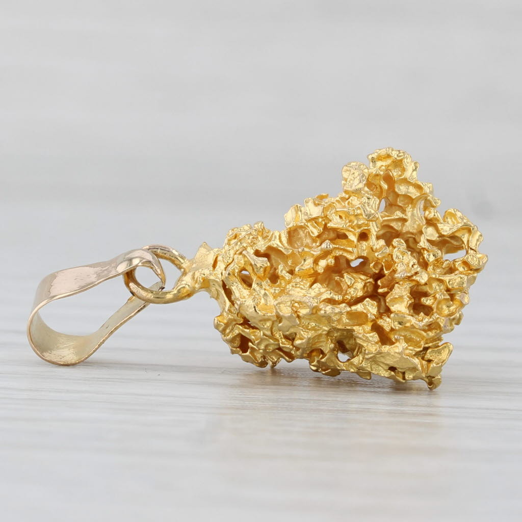 Light Gray Gold Nugget Pendant 19k Yellow Gold 18k Bail