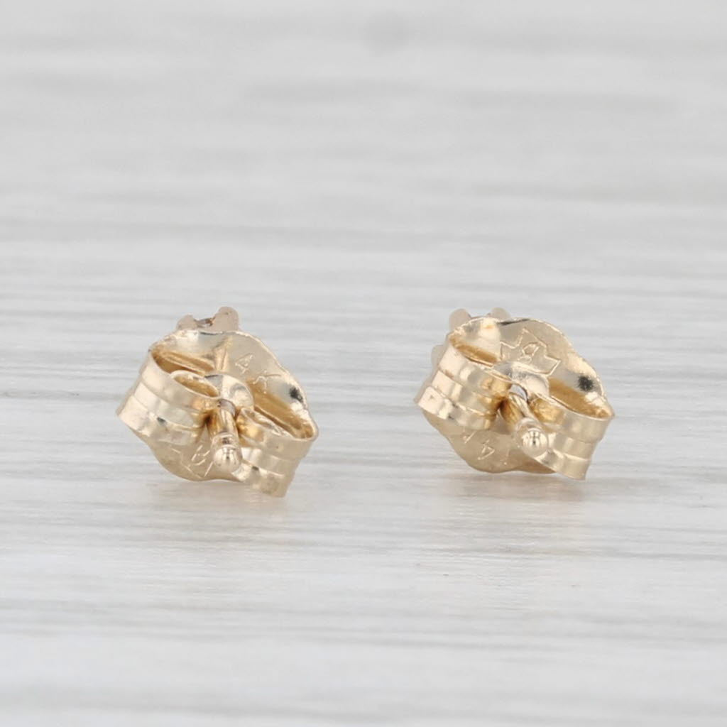 Light Gray Small Diamond Stud Earrings 14k Yellow Gold Round Solitaire Studs