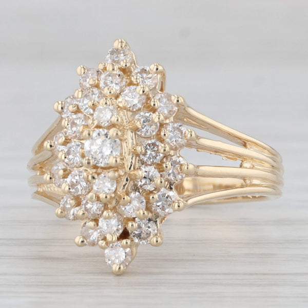 1.25ctw Diamond Cluster Ring 14k Yellow Gold Size 8.75 Cocktail