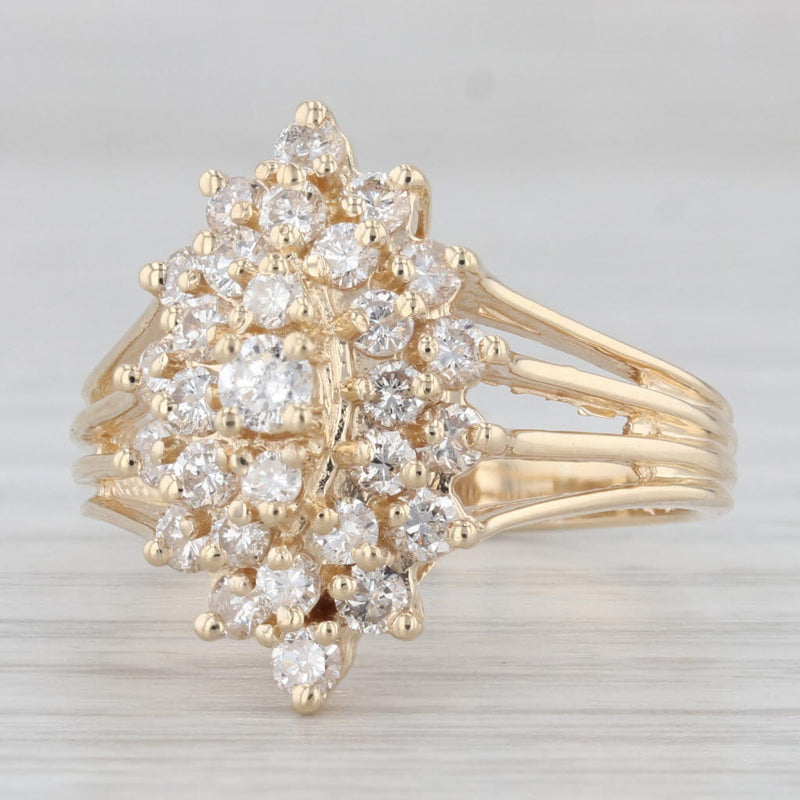 1.25ctw Diamond Cluster Ring 14k Yellow Gold Size 8.75 Cocktail ...