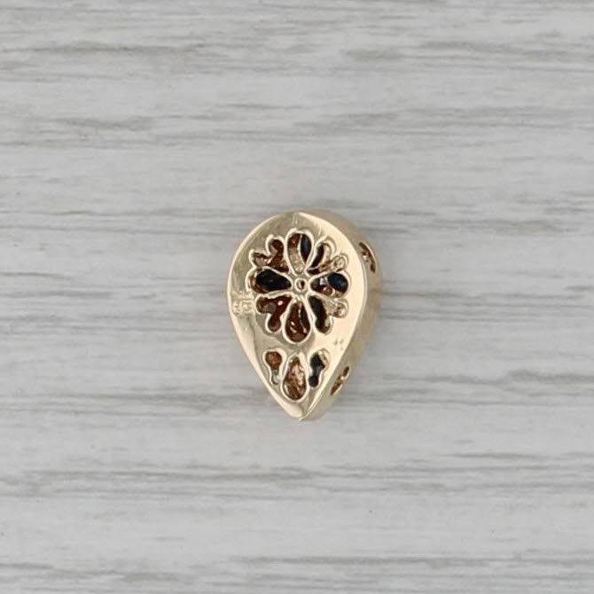 AV 0.35ct Blue Sapphire Teardrop Slide Bracelet Charm 10k Yellow Gold Vintage