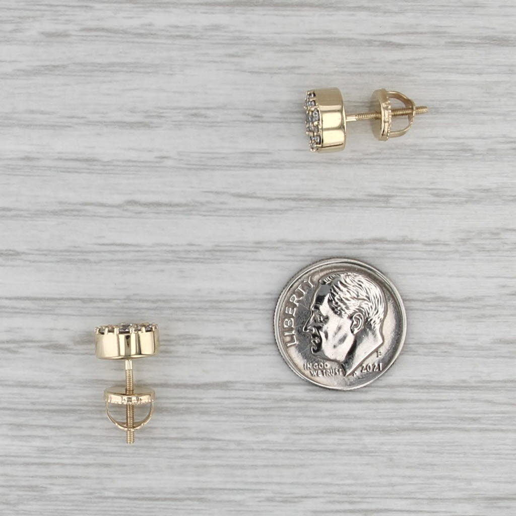 New 0.84ctw Diamond Cluster Stud Earrings 10k Yellow Gold Screw Back Studs