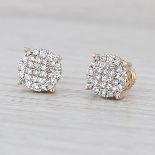 1ctw Diamond Cluster Stud Earrings 14k 10k Yellow Gold Round Studs