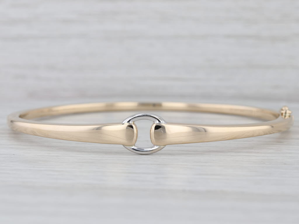 Audry Rose 2-Toned Buckle Bangle Bracelet 14k Yellow White Gold 7.5"