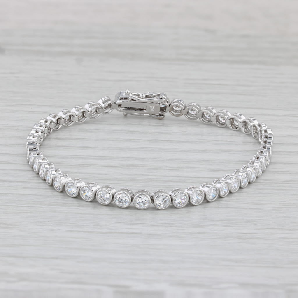 Light Gray 5ctw Cubic Zirconia Tennis Bracelet 14k White Gold 7" 3.8mm