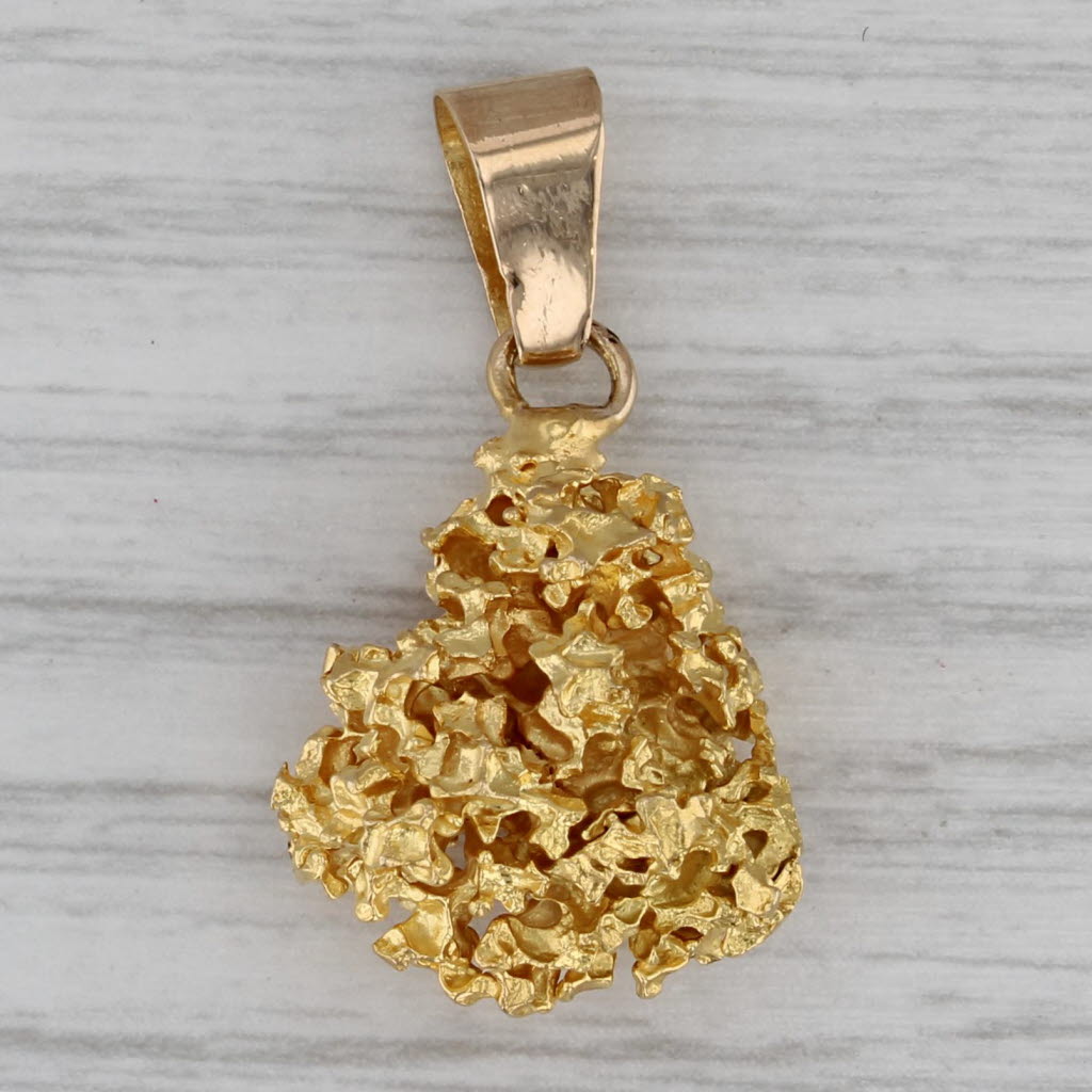 Gray Gold Nugget Pendant 19k Yellow Gold 18k Bail