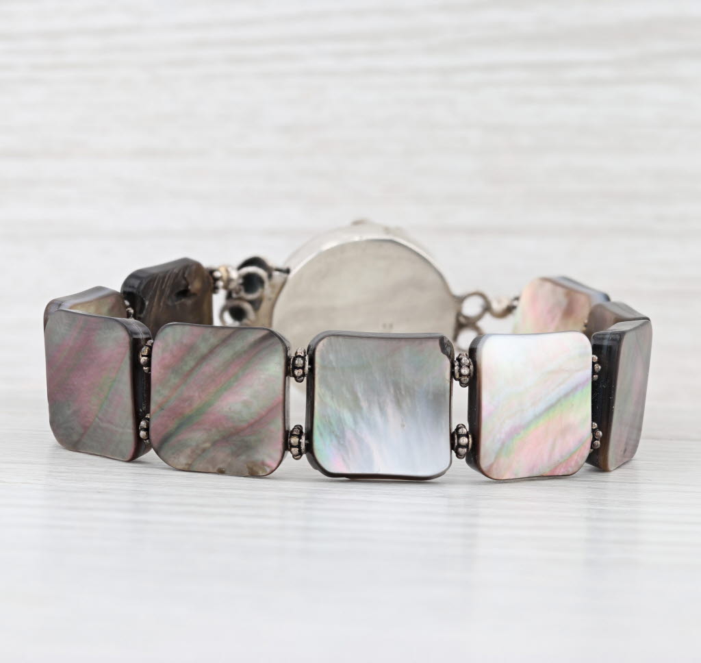 Mother of Pearl 0.65ctw Amethyst Sterling Silver 7" Statement