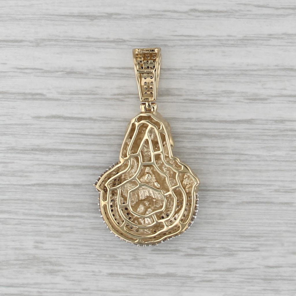 Mother Mary Holding Baby Jesus Pendant 0.96ctw Diamond 10k Gold Statement