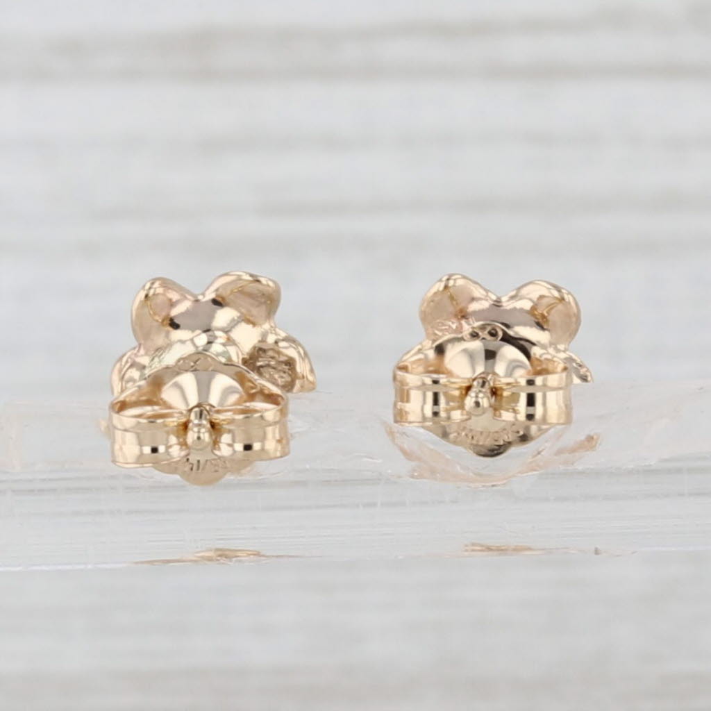 Light Gray Small Flower Stud Earrings 14k Yellow Gold