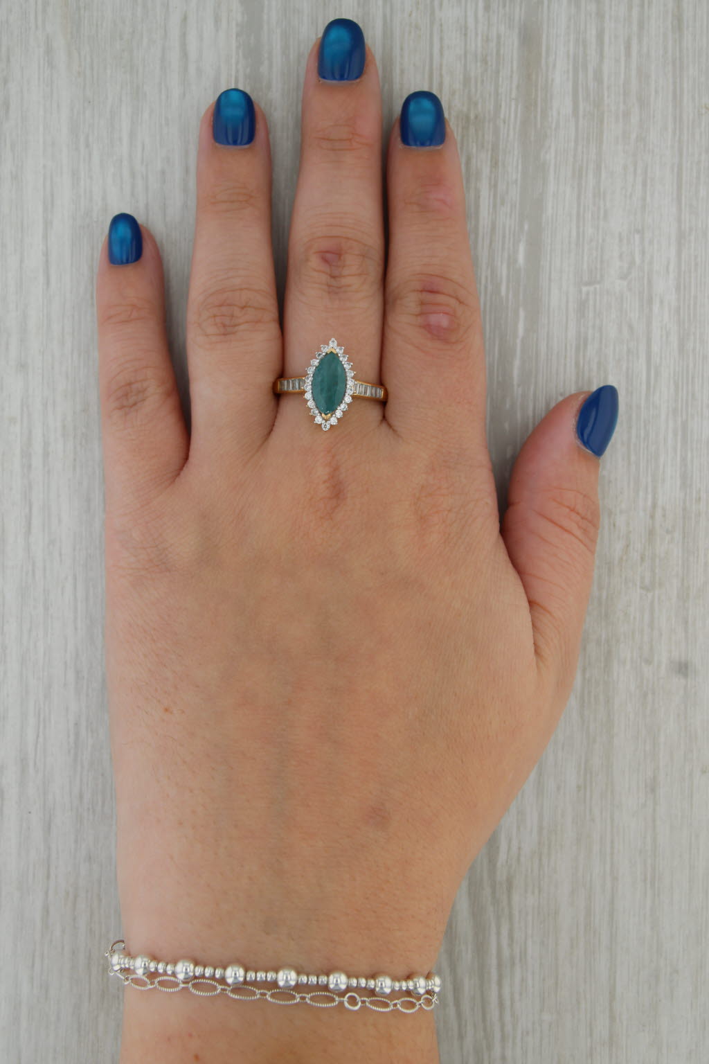 2.47ctw Teal Grandidierite Zircon Halo Ring 10k Yellow Gold Size 10.25
