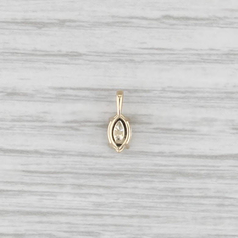 New 0.55ct Marquise Diamond Solitaire Pendant 14k Yellow Gold Small Drop