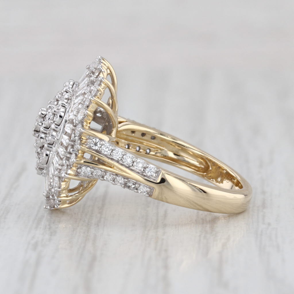 1.13ctw Diamond Cluster Halo Ring 14k Yellow Gold Size 6.25