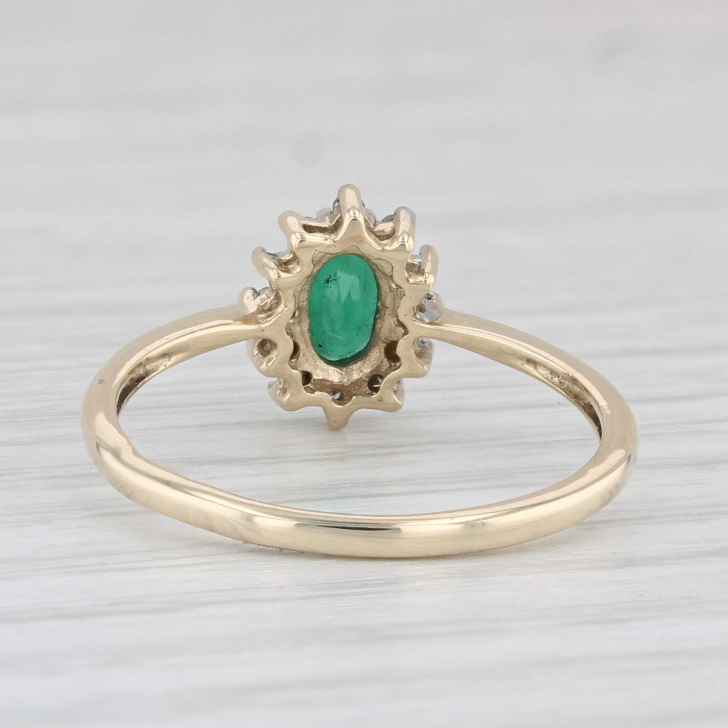 Light Gray 0.50ct Oval Emerald Ring 10k Yellow Gold Size 7.25 Diamond Accents