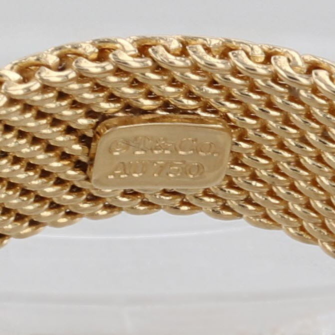 Tiffany & Co Somerset Diamond Mesh Ring 18k Yellow Gold Size 6.5 Band w/ Pouch