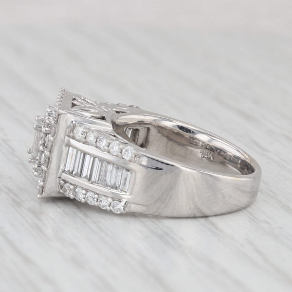 1.28ctw Princess Diamond Halo Engagement Ring 14k White Gold Size 7