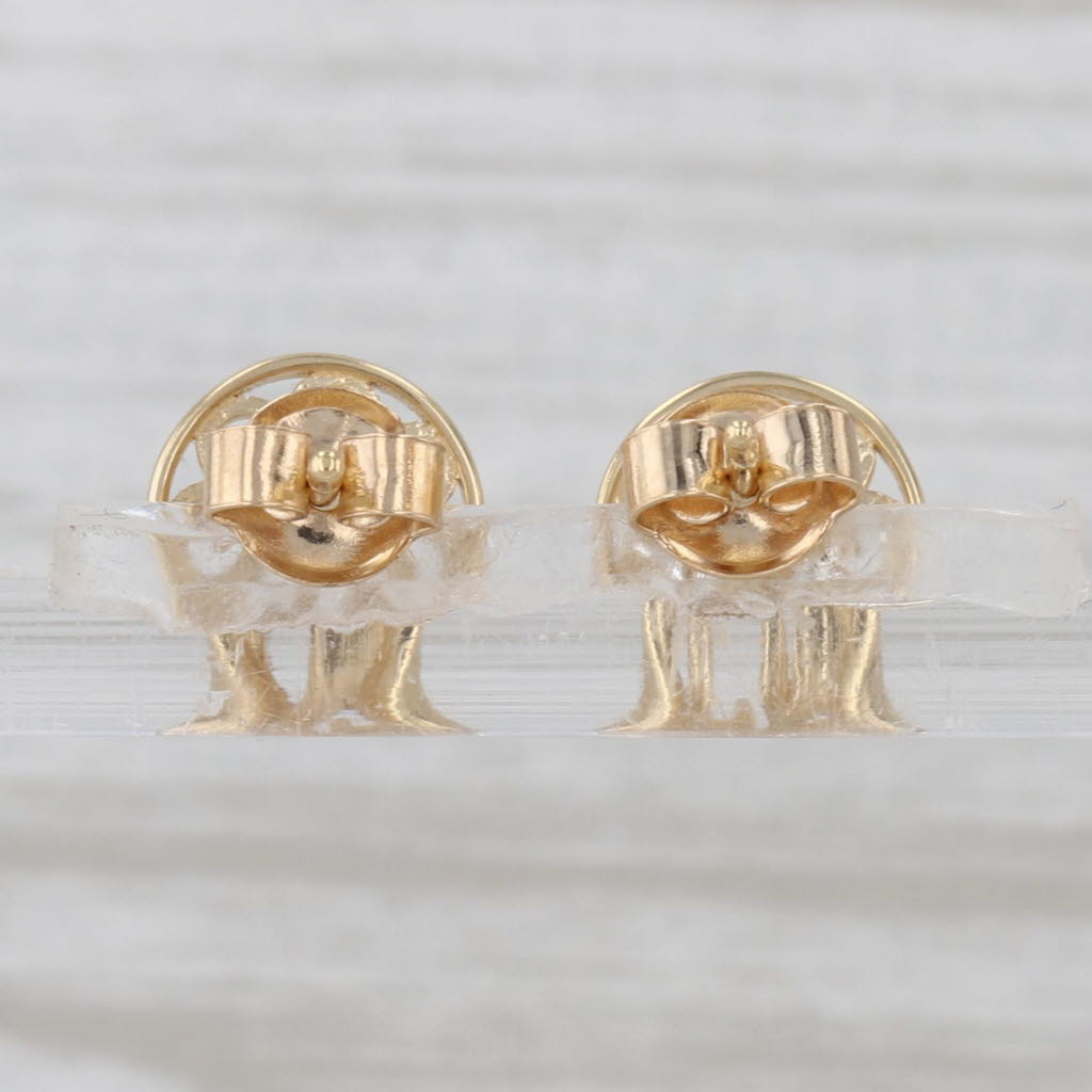 Ornate Flower Stud Earrings 18k Yellow Gold Small Round Studs