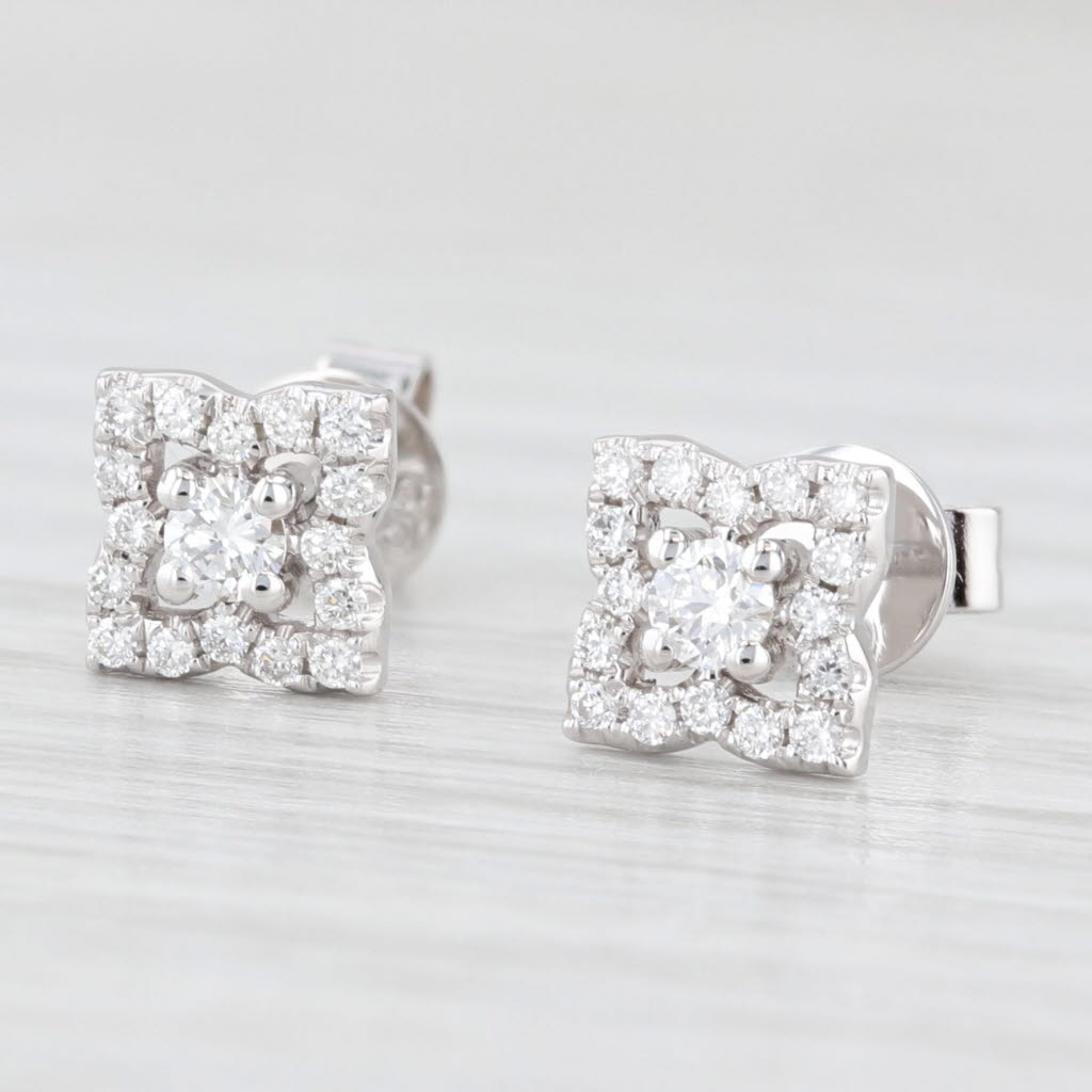 Light Gray New 0.24ctw Lab Grown Diamond Halo Stud Earrings 14k White Gold