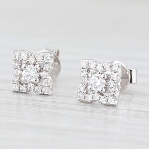 Light Gray New 0.24ctw Lab Grown Diamond Halo Stud Earrings 14k White Gold
