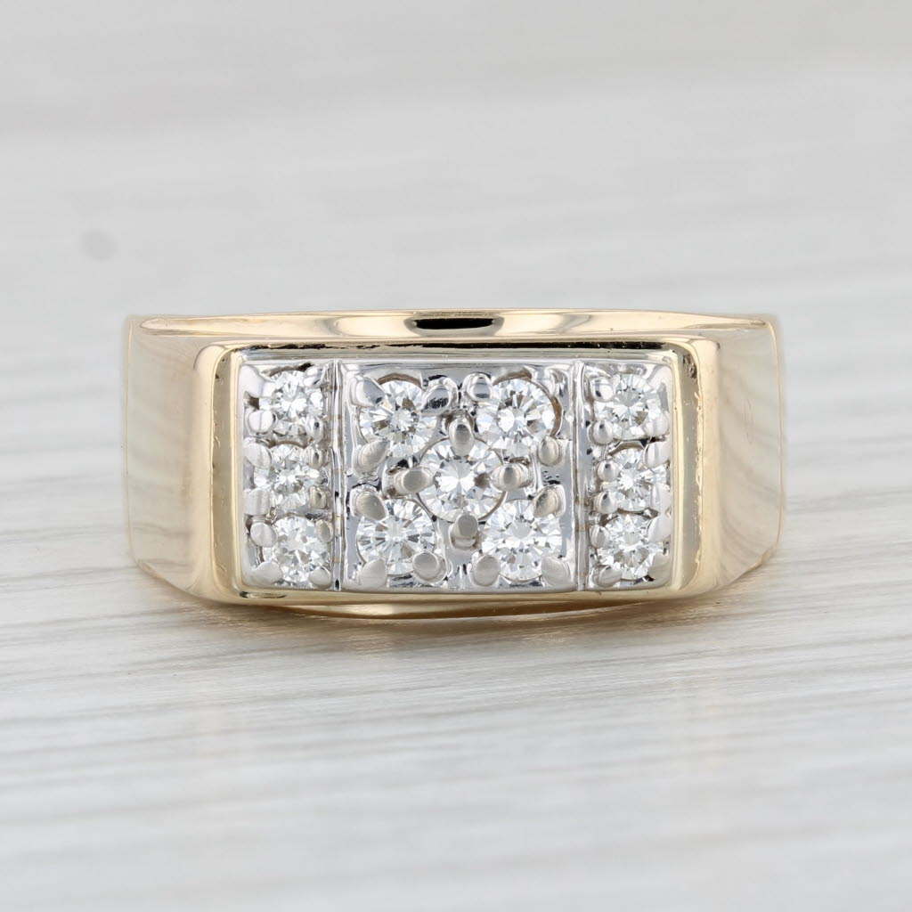 Light Gray 0.49ctw Men's Diamond Ring 14k Yellow Gold Size 10.25 Wedding Band