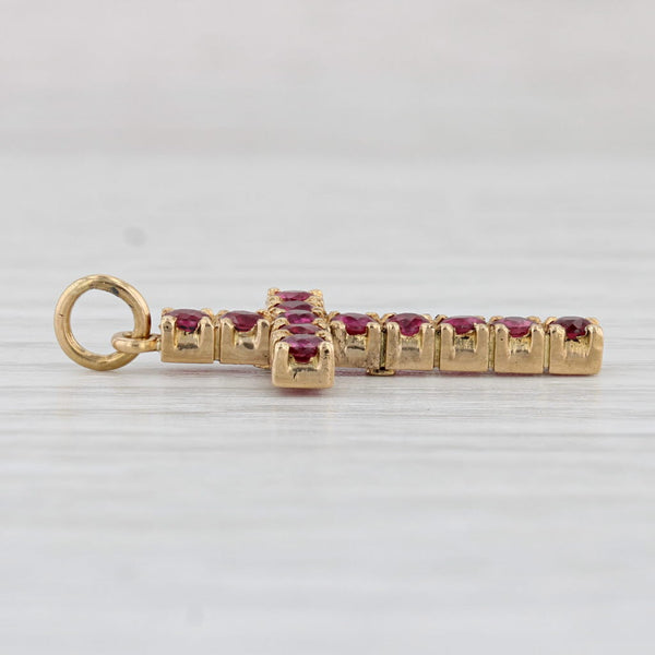 1.15ctw Red Ruby Cross Pendant 18k Yellow Gold