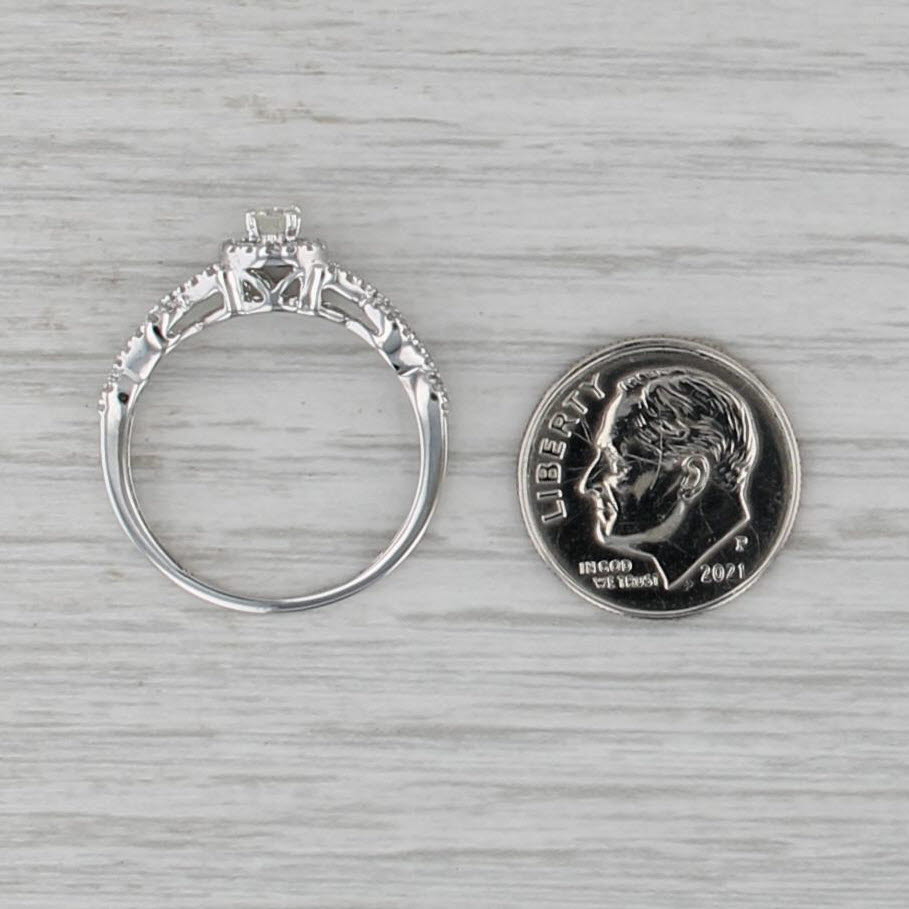 0.28ctw Round Diamond Halo Engagement Ring 14k White Gold Size 8