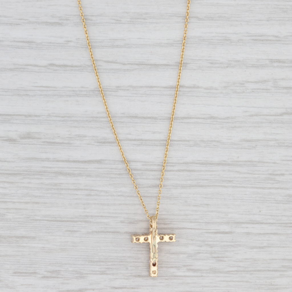 Light Gray 0.30ctw Diamond Cross Pedant Necklace 14k Yellow Gold Adjustable Cable Chain