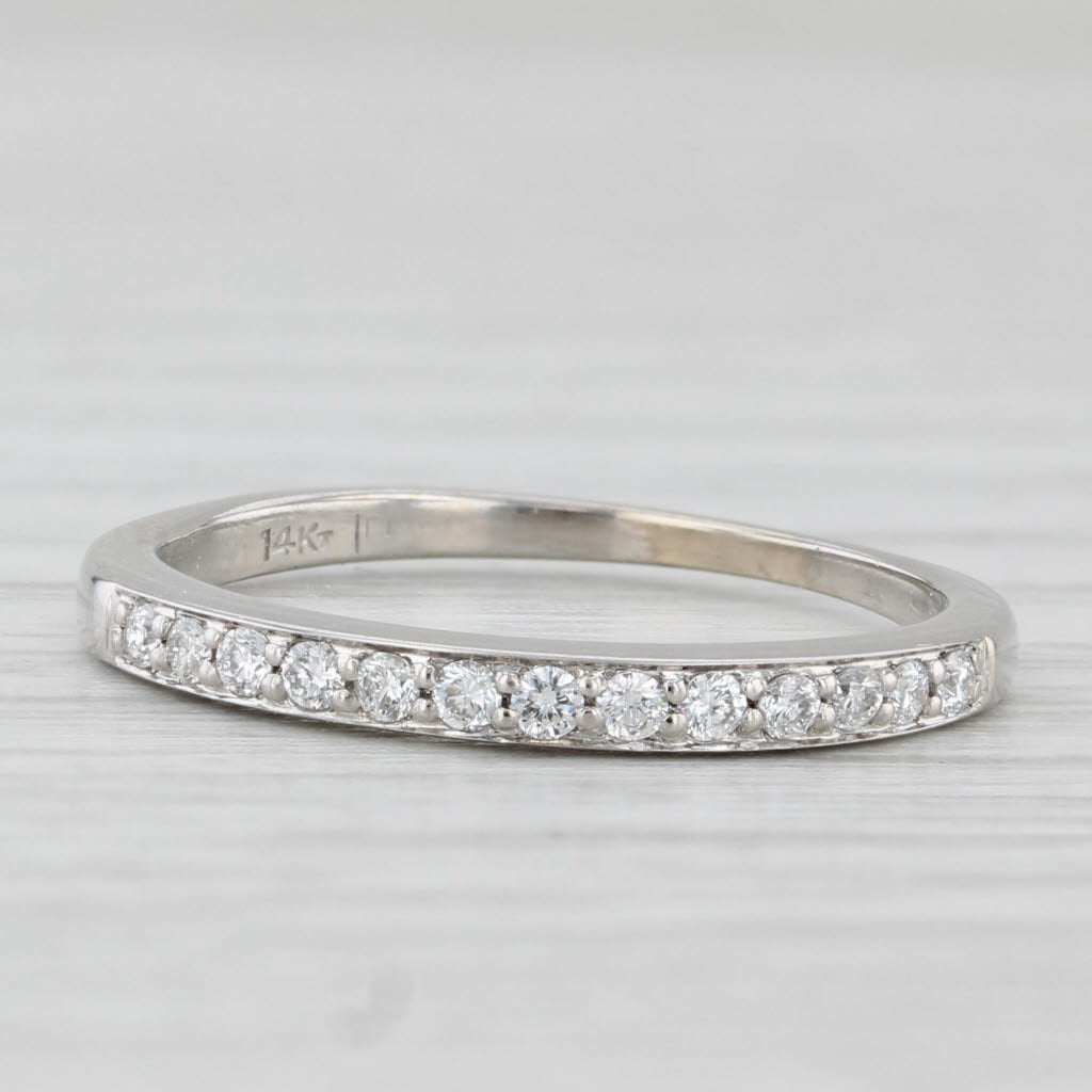 Light Gray 0.20ctw Diamond Wedding Band 14k White Gold Size 5.5 Stackable Ring