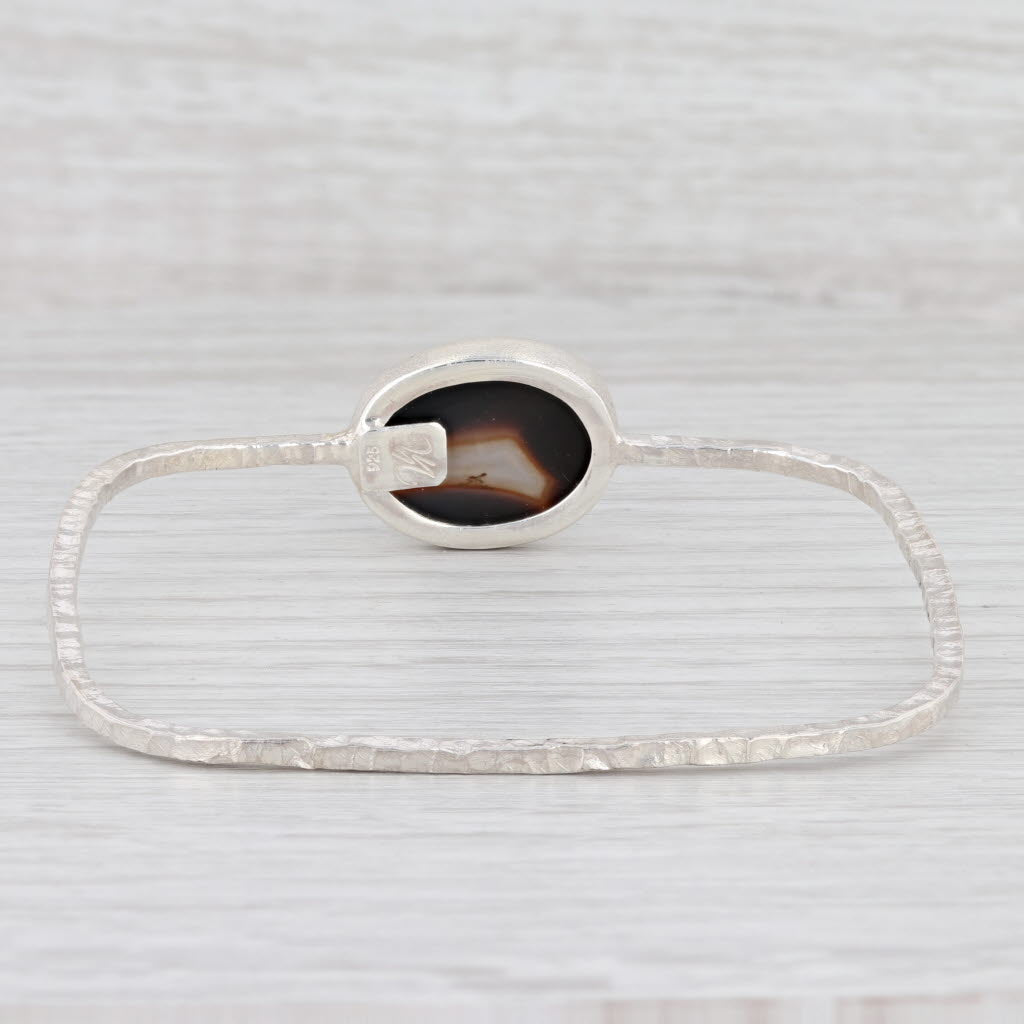 New Nina Wynn Agate Druzy Geode Bangle Bracelet Sterling Silver 8”