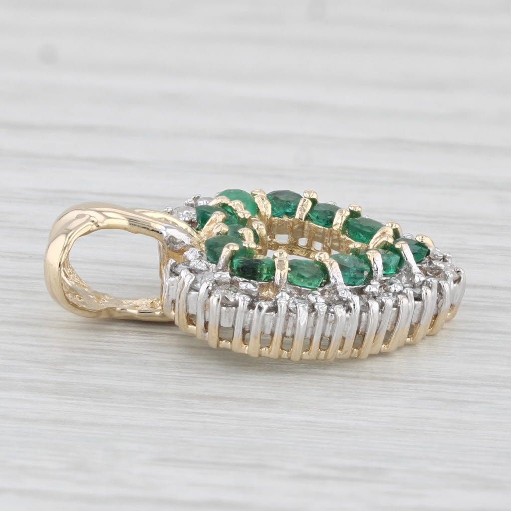 Light Gray 1.07ctw Emerald Diamond Heart Pendant 14k Yellow Gold