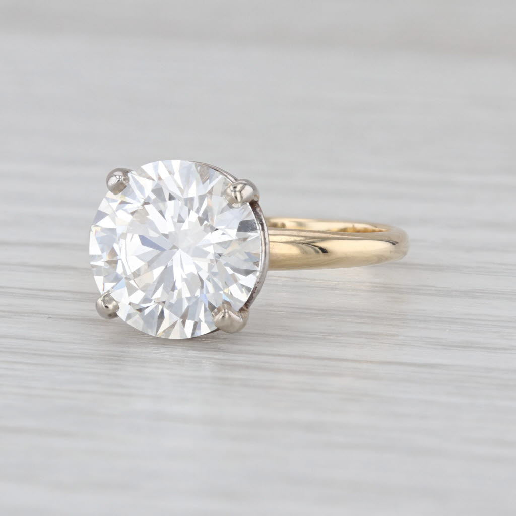 IGI 4.73ct Round Brilliant Solitaire Engagement Ring 14k White Yellow Gold Sz 8