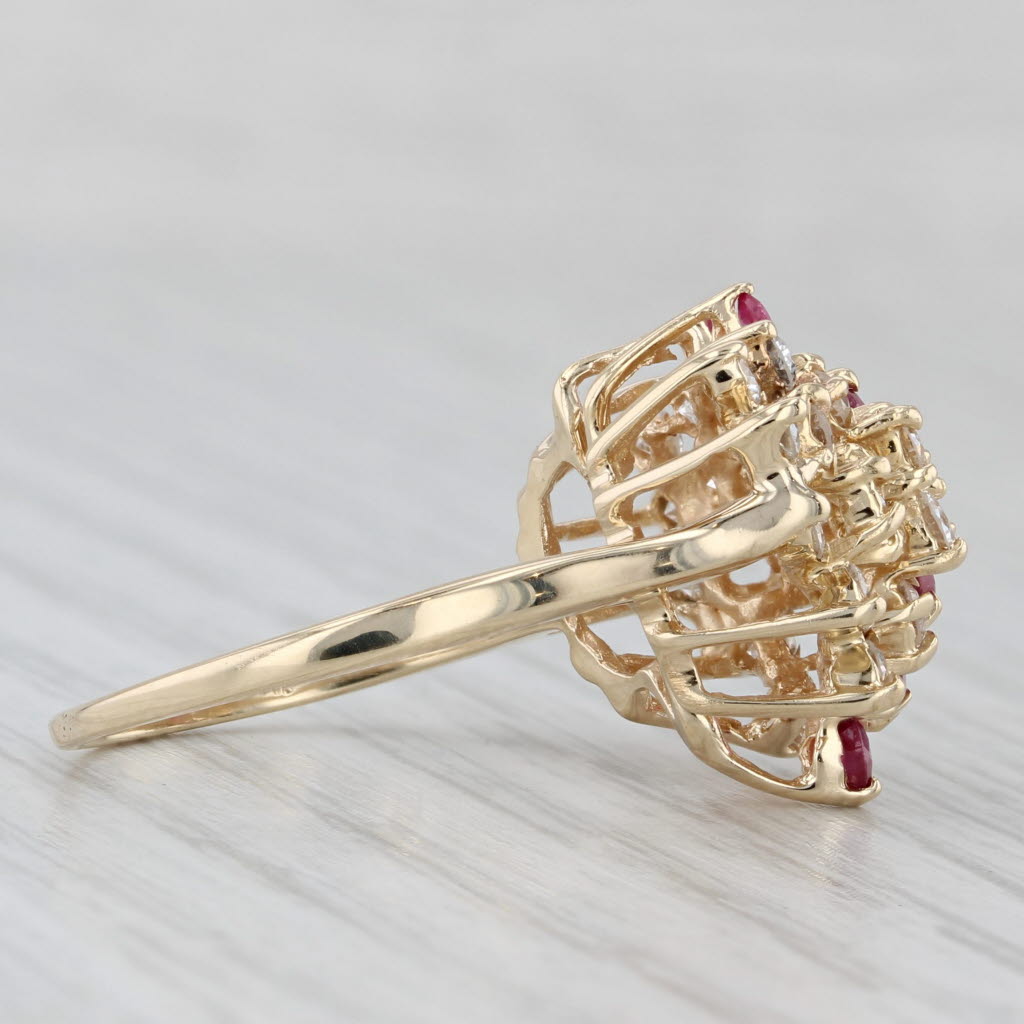 Light Gray 1.30ctw Diamond Ruby Cluster Butterfly Ring 14k Yellow Gold Size 7.5 Cocktail