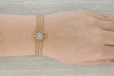 Vintage Blue Opal Bracelet 14k Yellow Gold 9.5" Anklet 3-Strand Curb Chain