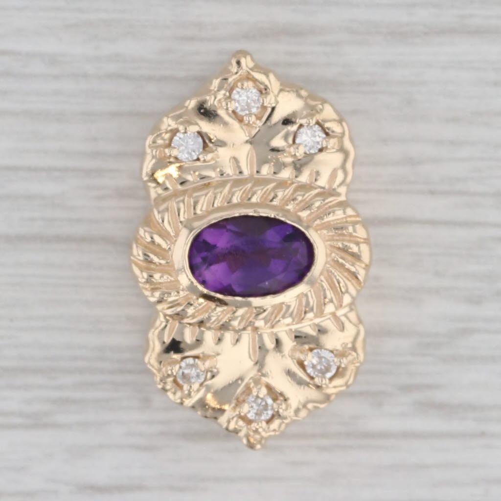 Gray Richard Klein 0.80ctw Amethyst Diamond Slide Bracelet Charm 14k Gold Vintage