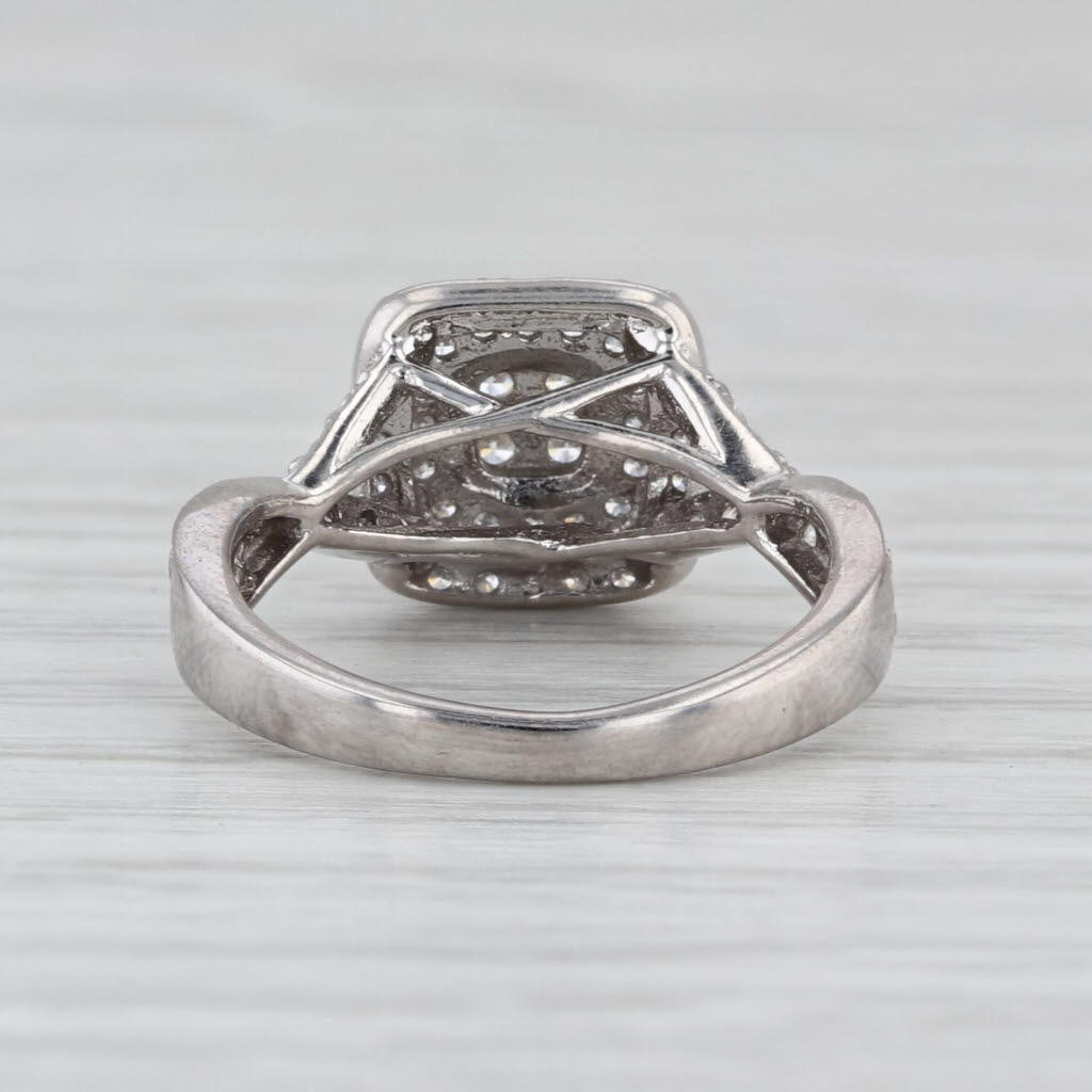 0.50ctw Diamond Double Halo Engagement Ring 10k White Gold Size 4.25