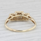 Pave Diamond Ring 10k Yellow Gold 3-Stone Design Size 11.5 Heart Accents