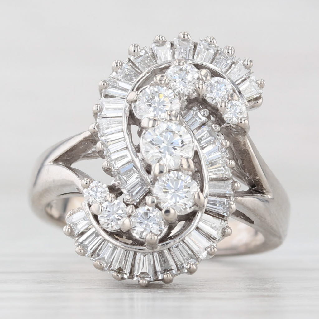 Light Gray 1.55ctw Diamond S Ring 14k White Gold Size 7.25 Cocktail