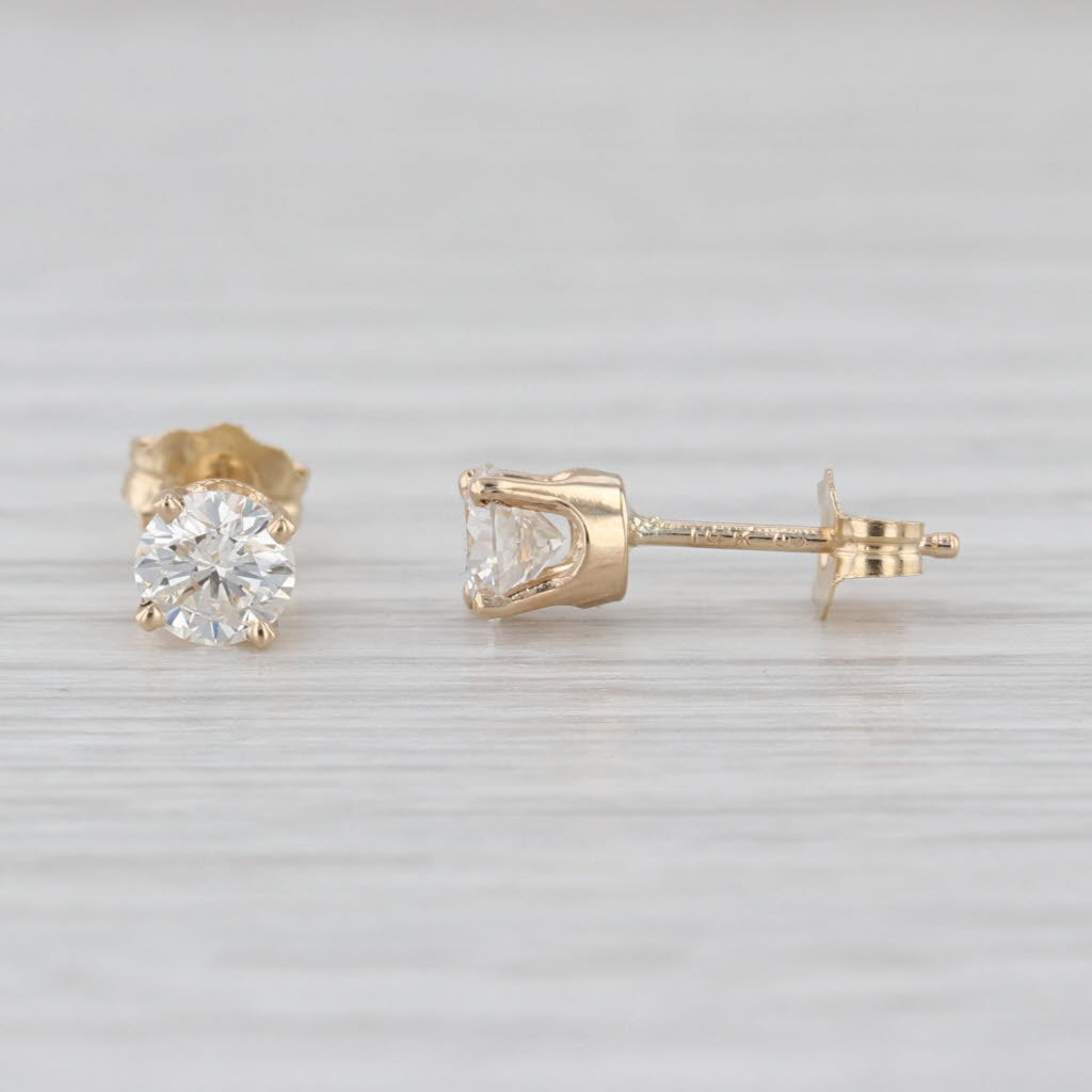 0.67ctw Round Diamond Solitaire Stud Earrings 14k Yellow Gold Studs