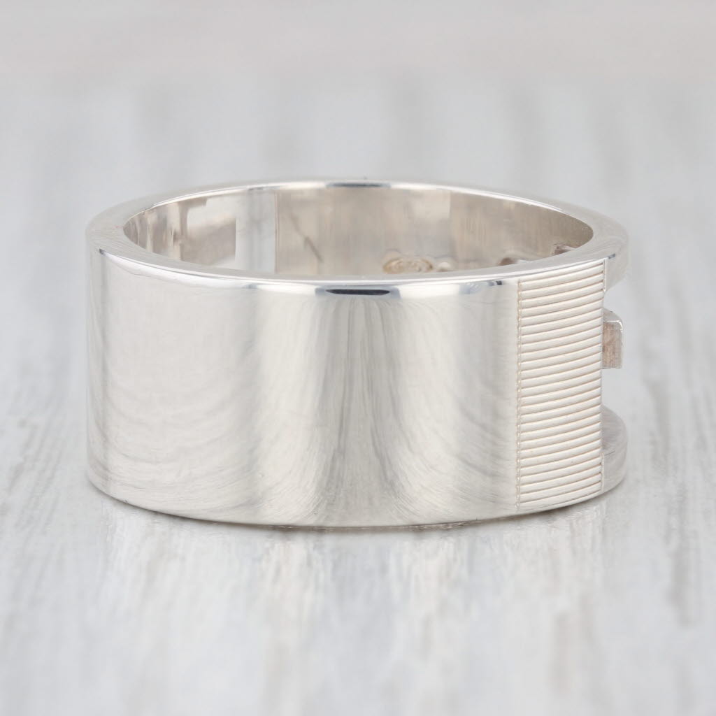 Gucci G Cutout Ring Sterling Silver Size 11.5 Wide Band