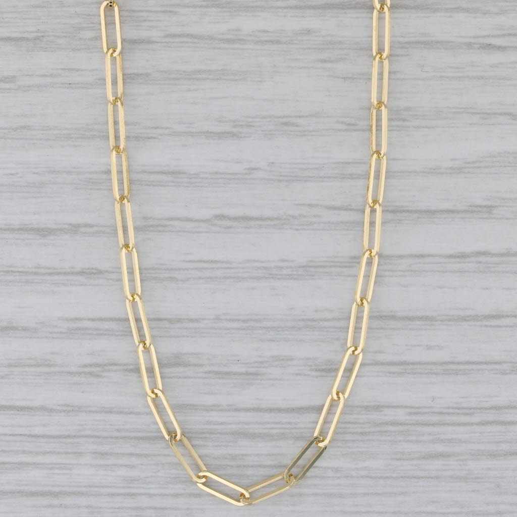 Gray New Paper Clip Cable Chain Necklace 14k Yellow Gold 20" 2.5mm