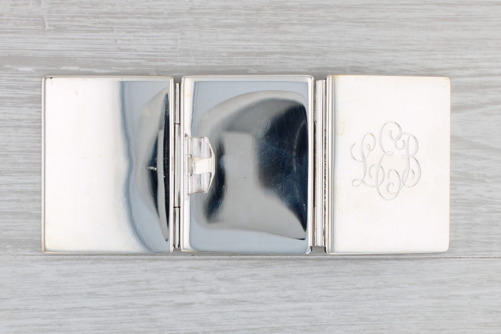 Light Gray Tiffany & Co Vintage Tri-Fold Travel Picture Frame Sterling Silver Monogrammed