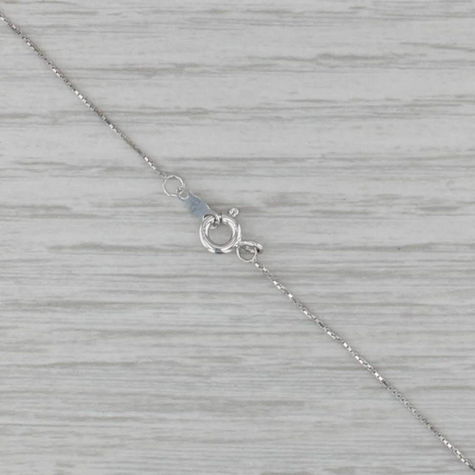 0.19ct Diamond Solitaire Pendant Necklace 18k White Gold 18" Box Chain