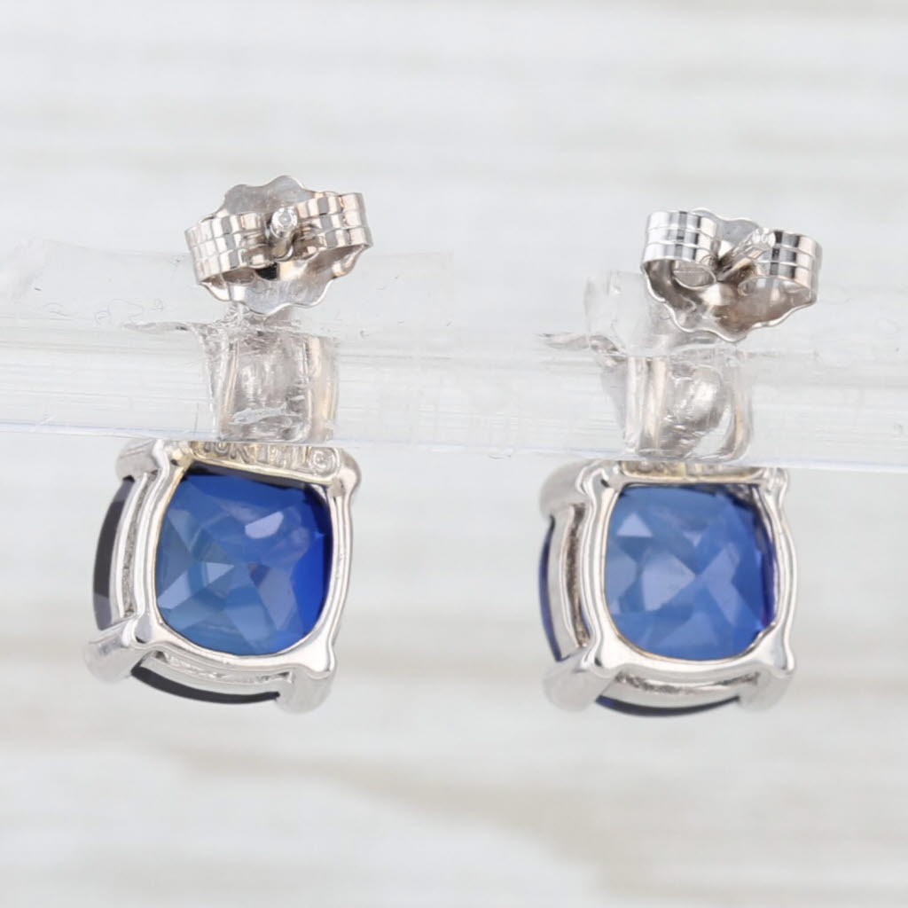 Light Gray 5.90ctw Lab Created Sapphire Diamond Stud Earrings 10k White Gold